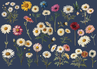 Illustration style little daisy illustration