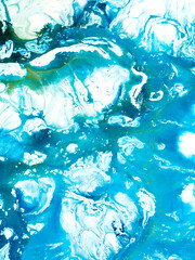 Blue wave abstract creative painting. Hand-drawn, color texture, brush strokes of paint, art background