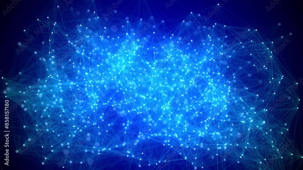 Aufkleber Network connection structure. Blue science background. Abstract digital background. Big data visualization. 3d rendering.