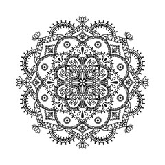 Mandala for Henna, Mehndi, tattoo, decoration, coloring book. Decorative round ornaments. Ethnic Oriental Circular ornament vector. Anti-stress therapy drawing