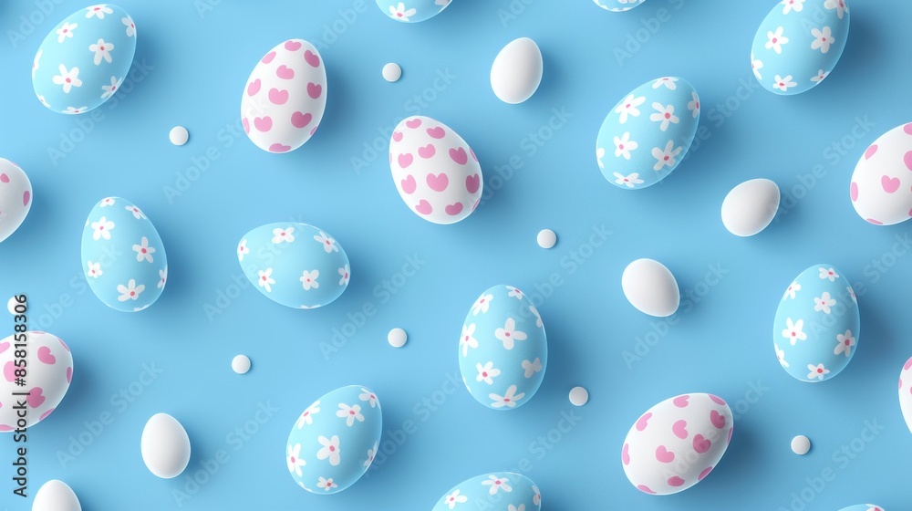 Wall mural vector illustration seamless background pattern of easter eggs with various pattern designs.