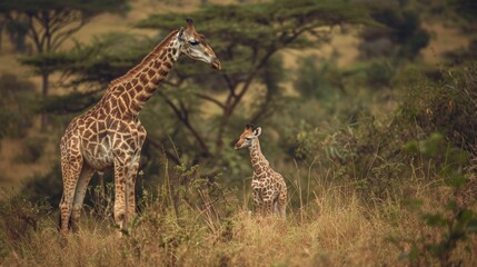 Obraz premium Giraffe. Photography of wild animal in natural habitat.