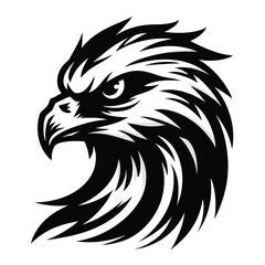 cartoon hawk in black and white silhouette