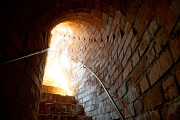 Stairs inside round tower at Castle of the Masovian Dukes - Ciechanow, Poland