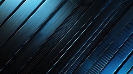 Obraz premium Sleek diagonal background with abstract blue and black light pattern gradient, offering a modern touch with metal texture.