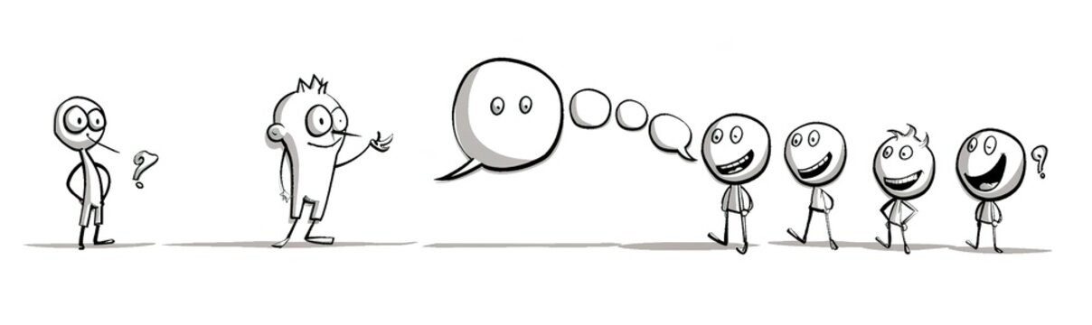 Conceptual illustration of idea exchange and positive feedback loop