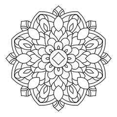 simple and beautiful mandala design for coloring book, wall art and henna design
