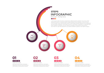 Modern minimalist elegant clean circular steps editable infographic design template vector