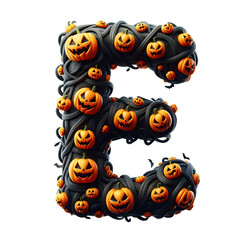 Fototapeta premium Halloween Letters, Letter E, Halloween alphabet, Halloween Word Art, Isolated on a white background
