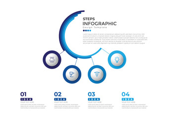 Modern minimalist elegant clean circular steps editable infographic design template vector