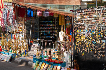 Naklejka premium Souvenir shop on street in tourist resort town. Sharm el Sheikh, Egypt, April 22, 2008