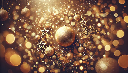 A bright light shines through a cluster of Christmas lights, creating a warm