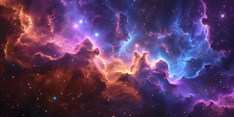 Cosmic Nebula with Glowing Gas and Stars