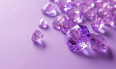 Minimalist Purple Gemstones on Violet Background