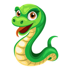 Fototapeta premium Cartoon smiling snake isolated on white background.Cute snake in flat style.Character for print,web,games,design element for Chinese New Year design.Vector illustration