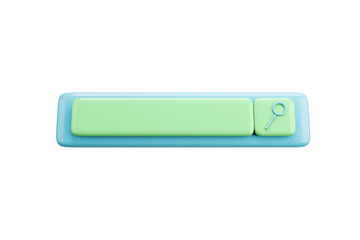 A graphic illustration of a green search bar on a blue outline, isolated on white background, depicting the concept of internet browsing. 3D Rendering