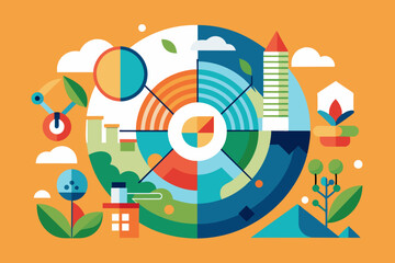 An artistic depiction of a circular design featuring a bullseye at its center. This vibrant illustration depicts a circle with a bullseye in the center, showcasing a blend of artistry and precision