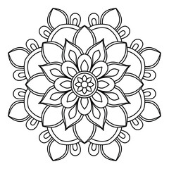 easy and simple mandala design for coloring book, wall art, henna design