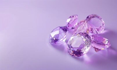 Minimalist Purple Gemstones on Violet Background