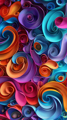 3D Bas-relief , abstract art background Colorful seamless vector illustration.