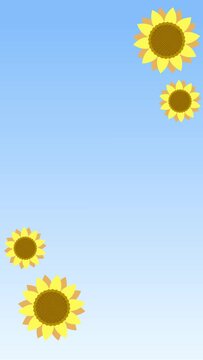 まわる向日葵の素材【青空】