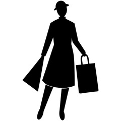 Silhouette of a shopper holding a bag black