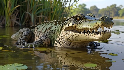 Obraz premium Majestic Crocodile in Its Natural Habitat: 3D Model