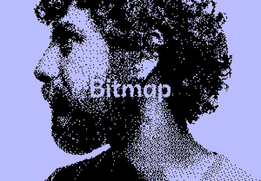 Dithering Bitmap Photo Effect Mockup