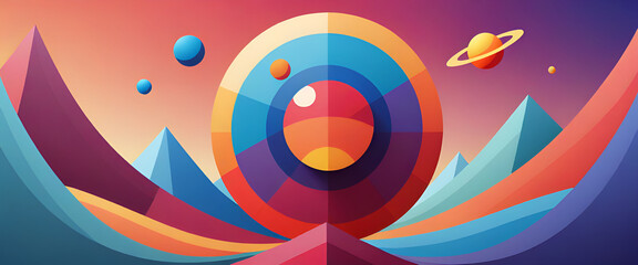 illustrazione con elementi geometrici a tema astratto contemporaneo