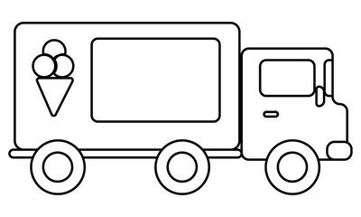 Ice cream van, a machine for kids creativity and activity, Doodle coloring page with a vehicle