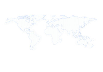 Dotted world map on a white background, concept of global connectivity. 3D Rendering