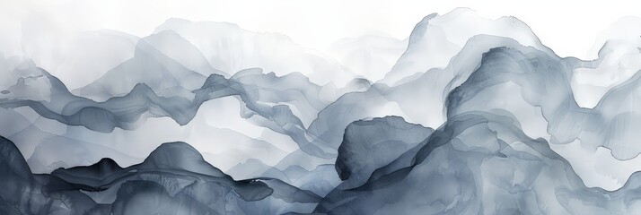 Naklejka premium Abstract Ink Landscape in Shades of Grey