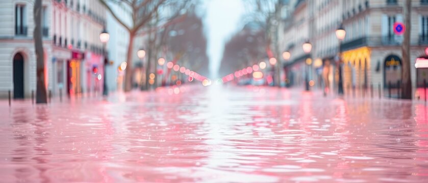 Pink City Street Reflection.