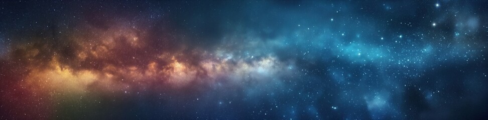 Obraz premium Nebula and stars in night sky web banner. Space background, wide scale 4:1