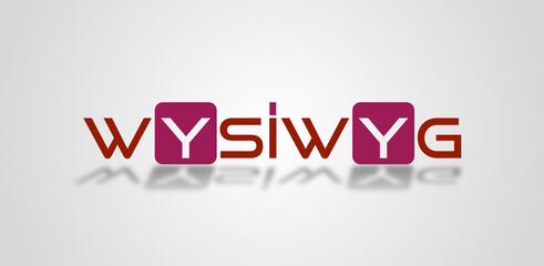 Parola WYSIWYG  con sfondo colorato gradiente