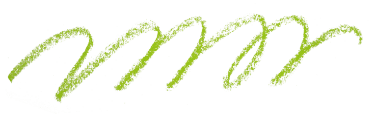 Green pencil strokes isolated on transparent background.