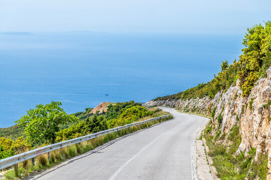 A view descending from the heights of the Llogara National Park, Albania in summertime