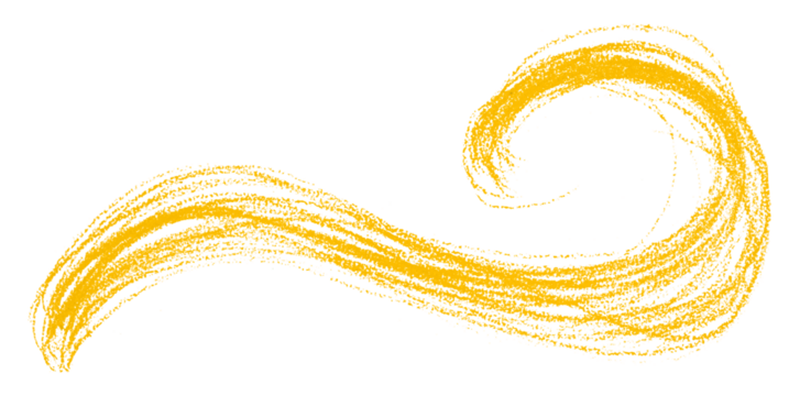 Yellow pencil strokes isolated on transparent background.