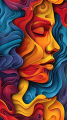 Obraz premium 3D Bas-relief , abstract art background Colorful seamless vector illustration.