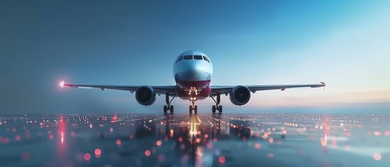 A sleek airplane soars through a clear sky, symbolizing efficient travel and modern aviation, connecting distant destinations with speed and comfort.