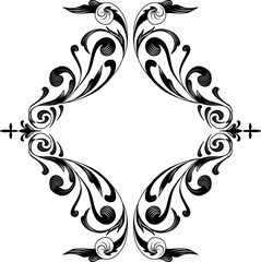 black and white floral frame ornament