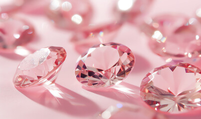 Minimalist Light Pink Gemstones on Pink Background