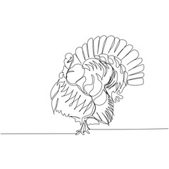 turkey, poultry, bird one line art. Continuous line drawing of farm, nature, agriculture, farm animals, rural life, ranch.