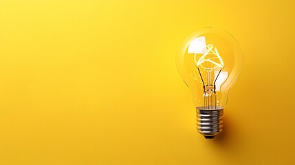 Shows a light bulb placed over a yellow background, representing a conceptual image related to vision and ideas.