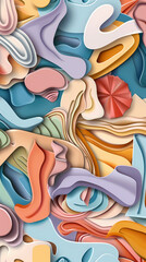 3D Bas-relief , abstract art background Colorful seamless vector illustration.