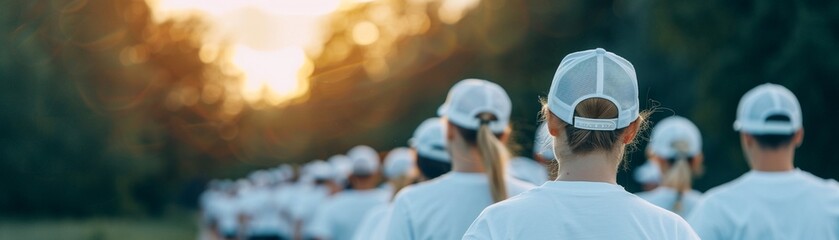 Obraz premium Community members participating in a walkathon for World Hepatitis Day, raising awareness and funds for liver health initiatives and research