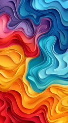 Fototapeta premium 3D Bas-relief , abstract art background Colorful seamless vector illustration.