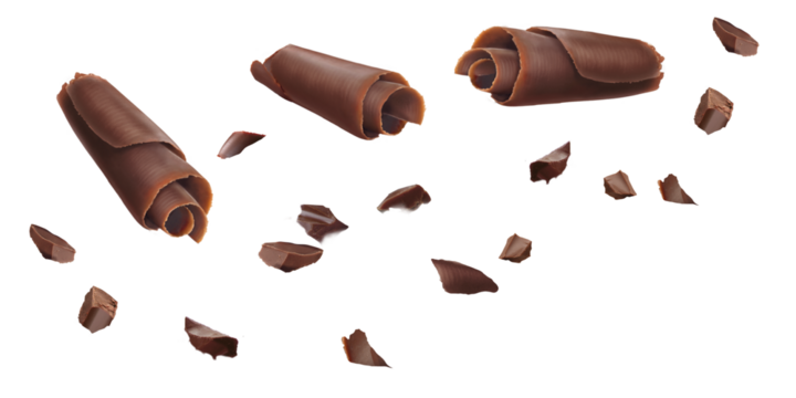 Schokoladen Röllchen und Splitter