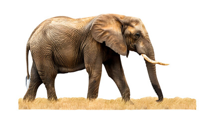 Obraz premium Elephant in a field isolated on a transparent background, PNG 