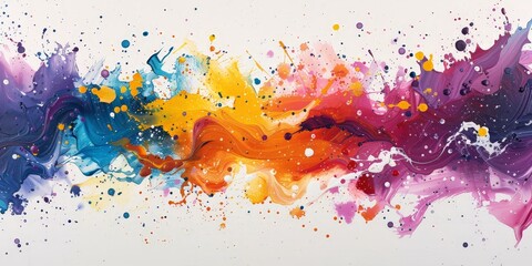 Fototapeta premium Abstract Painting with Colorful Swirls and Splashes
